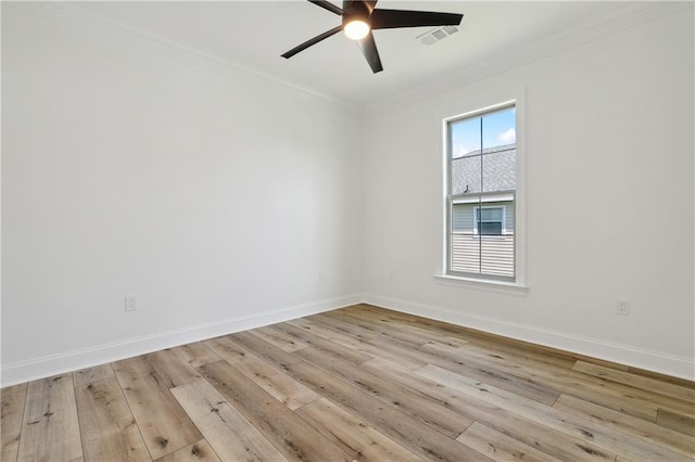 7821 Parry St, New Orleans, LA 70128 - unfurnished room with light wood-style flooring, crown molding, baseboards, and a ceiling fan