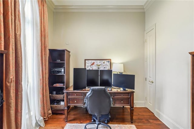 519 Homestead Ave, Metairie, LA 70005 - office featuring baseboards, crown molding, and wood finished floors