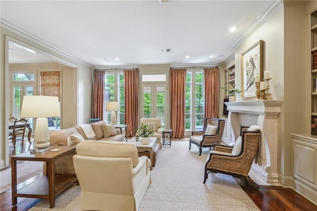 519 Homestead Ave, Metairie, LA 70005 - interior space featuring crown molding, built in features, recessed lighting, and wood finished floors