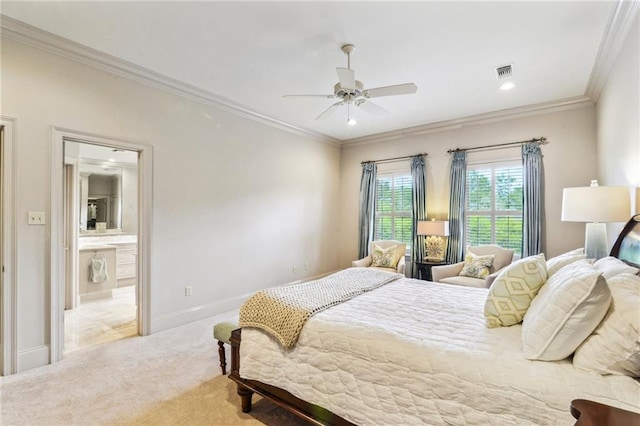 519 Homestead Ave, Metairie, LA 70005 - bedroom featuring crown molding, carpet flooring, baseboards, and visible vents