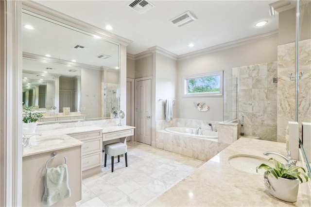 519 Homestead Ave, Metairie, LA 70005 - full bath featuring a shower stall, a bath, a sink, and visible vents