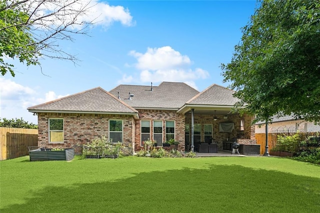 809 S Corniche Du Lac, Covington, LA 70433 - back of house with a ceiling fan, roof with shingles, a patio, and brick siding