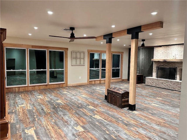 130 N Oak Ct, Luling, LA 70070 - deck with a fireplace and a ceiling fan