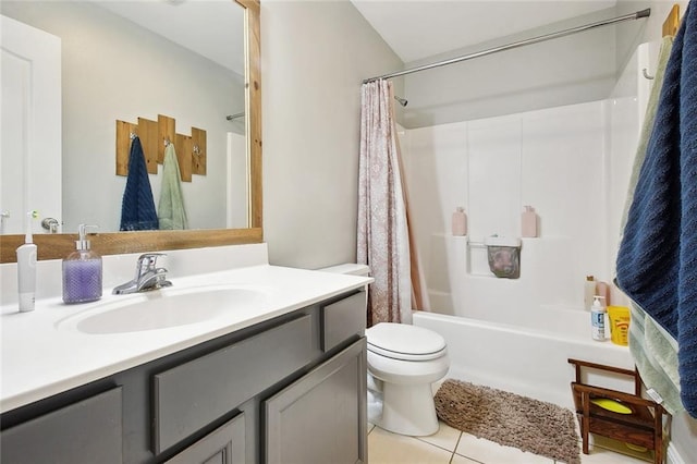 2925 Monica Ln, Marrero, LA 70072 - bathroom with toilet, tile patterned floors, vanity, and shower / tub combo