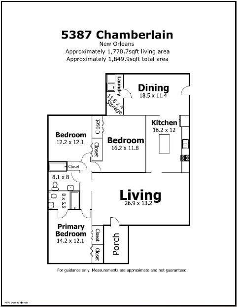 5387 Chamberlain Dr, New Orleans, LA 70122 - floor plan