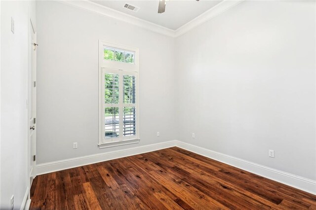 892 Chretien Point Ave, Covington, LA 70433 - spare room with crown molding, a ceiling fan, and dark wood finished floors