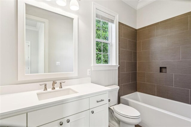 892 Chretien Point Ave, Covington, LA 70433 - bathroom with vanity, crown molding, and shower / tub combination