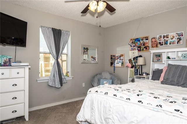 1025 Breckenridge Dr, Slidell, LA 70461 - bedroom featuring carpet floors, a textured ceiling, and ceiling fan