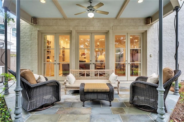 225 Ridgewood Dr, Metairie, LA 70005 - sunroom / solarium with french doors and ceiling fan