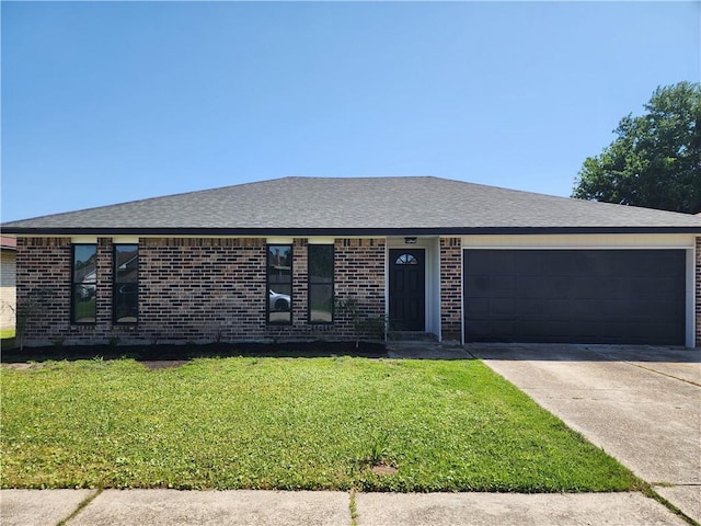 2405 Tattersall Dr, Harvey, LA 70058 - ranch-style home with brick siding, a front lawn, a garage, and driveway