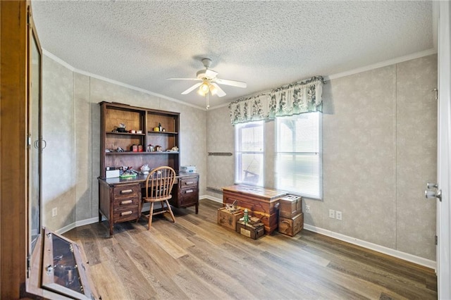 1510 Pumping Station Rd, Greensburg, LA 70441 - office space featuring ornamental molding, a ceiling fan, and wood finished floors