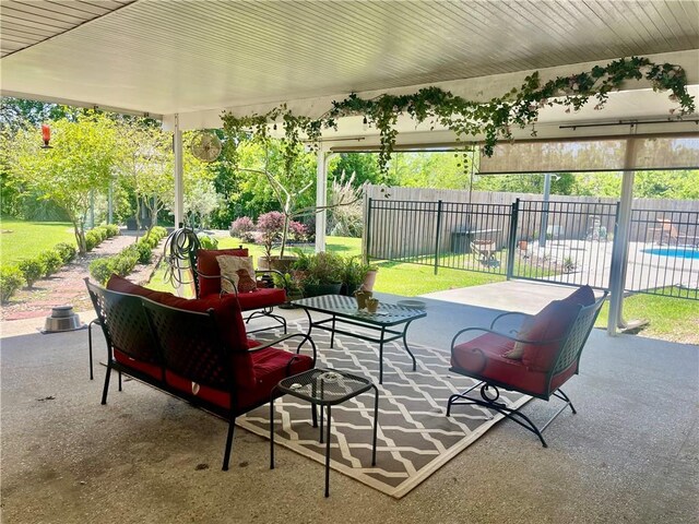 313 Sarah Victoria Dr, Belle Chasse, LA 70037 - view of patio / terrace with an outdoor hangout area and fence