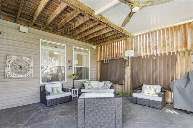 1612 Marina Dr, Slidell, LA 70458 - view of patio with grilling area, a ceiling fan, and an outdoor hangout area