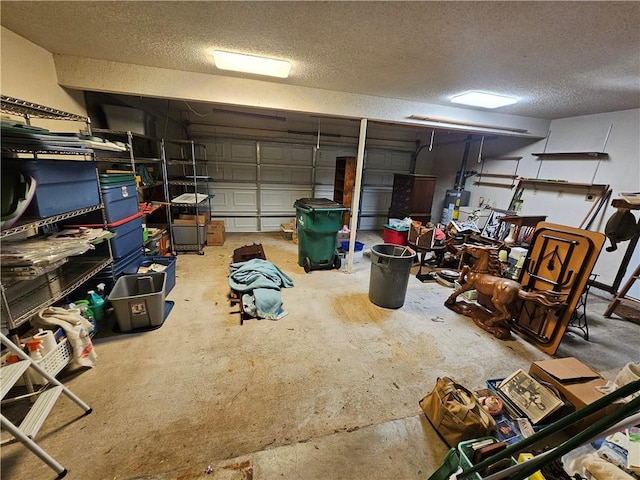 garage featuring water heater