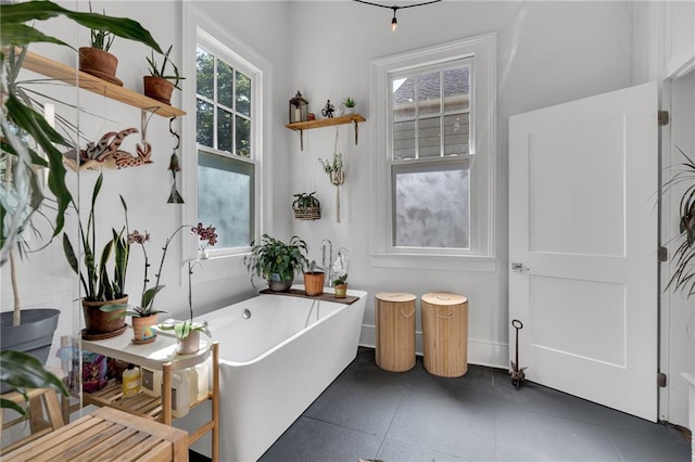 bathroom featuring a freestanding bath