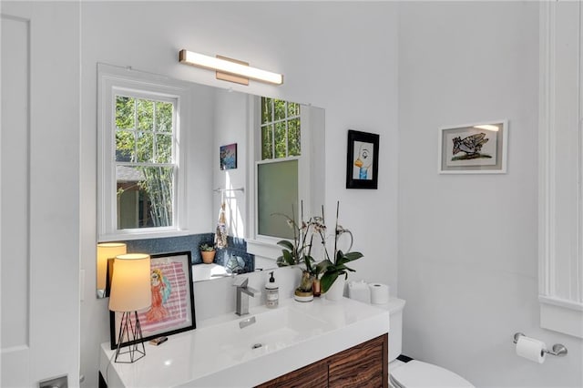bathroom with toilet and vanity