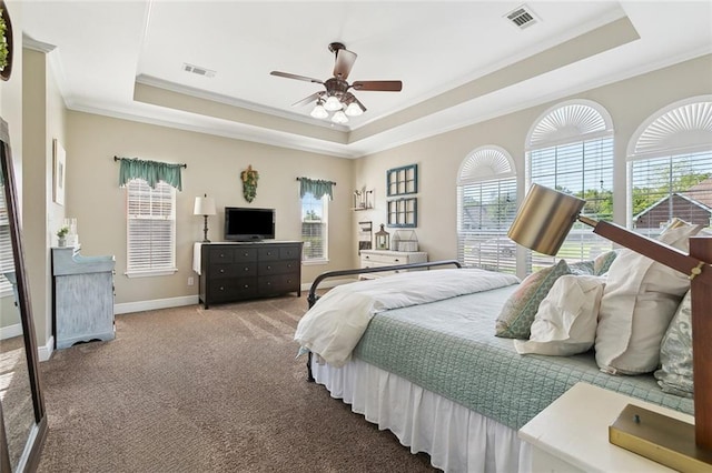 155 Maud Olive Dr, Belle Chasse, LA 70037 - bedroom featuring crown molding, visible vents, and a raised ceiling