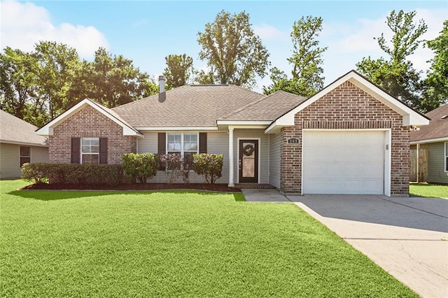 309 Allie Ln, Luling, LA 70070 - ranch-style home featuring brick siding, a front yard, an attached garage, and concrete driveway