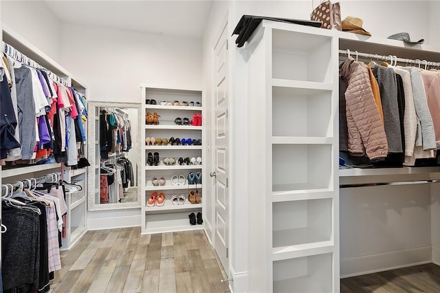 spacious closet featuring wood finished floors