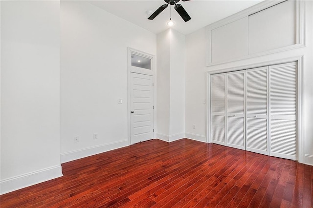 3805 Magnolia St, New Orleans, LA 70115 - unfurnished bedroom with baseboards, hardwood / wood-style flooring, and ceiling fan
