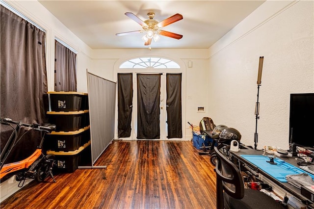 8632 Apple St, New Orleans, LA 70118 - foyer entrance featuring ceiling fan and hardwood / wood-style flooring