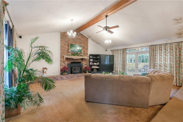 1805 13th Ave, Franklinton, LA 70438 - carpeted living area with a ceiling fan, a chandelier, and french doors