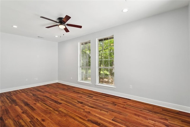 42 Green Hills Dr, Covington, LA 70435 - spare room with baseboards, recessed lighting, wood finished floors, and a ceiling fan