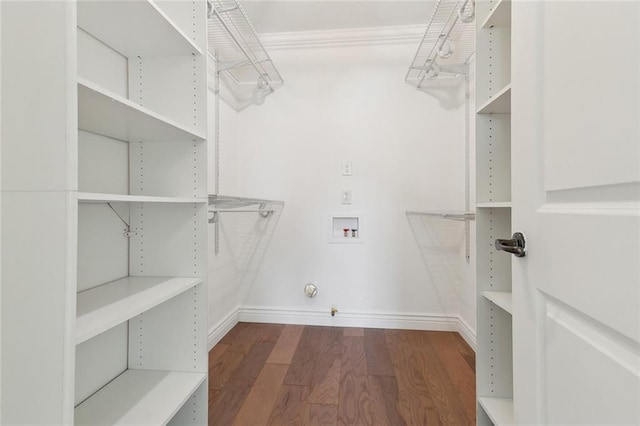 spacious closet with wood finished floors