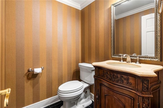 4516 Beau Lac Ln, Metairie, LA 70002 - half bath with ornamental molding and vanity