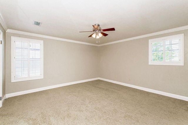 4516 Beau Lac Ln, Metairie, LA 70002 - carpeted spare room with baseboards, a ceiling fan, and crown molding