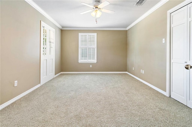 4516 Beau Lac Ln, Metairie, LA 70002 - carpeted spare room with ceiling fan and crown molding
