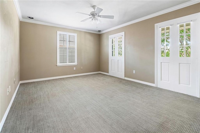 4516 Beau Lac Ln, Metairie, LA 70002 - carpeted empty room featuring a ceiling fan and ornamental molding