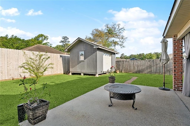40339 Chandler Dr, Ponchatoula, LA 70454 - view of yard with a patio, an outbuilding, a fenced backyard, and a shed