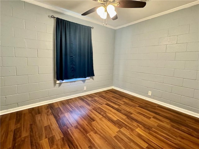 3420 Willow St, New Orleans, LA 70115 - spare room featuring a ceiling fan, dark wood-style floors, and ornamental molding