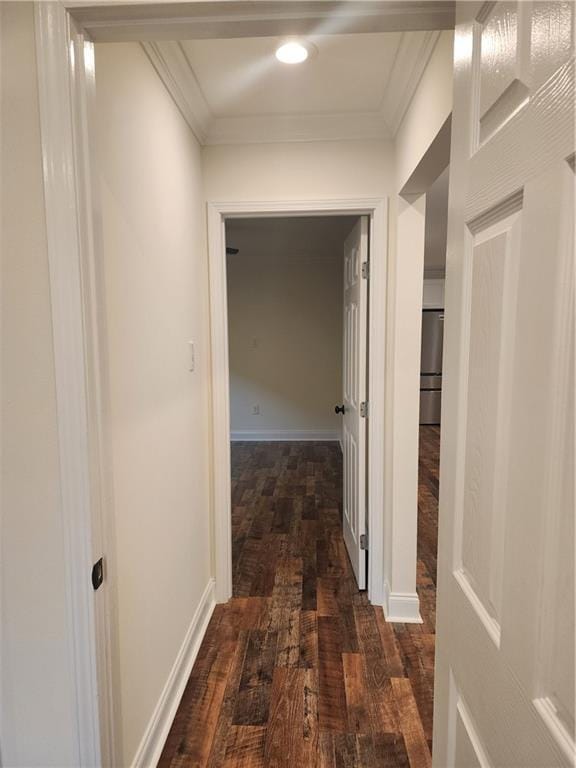 2417 Eagle St, New Orleans, LA 70118 - corridor featuring crown molding, baseboards, and dark wood finished floors