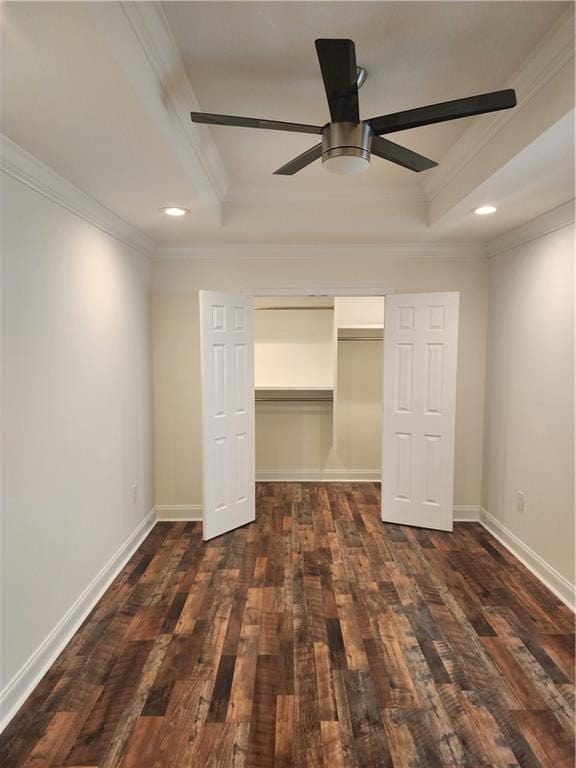 2417 Eagle St, New Orleans, LA 70118 - unfurnished bedroom with recessed lighting, crown molding, and dark wood finished floors