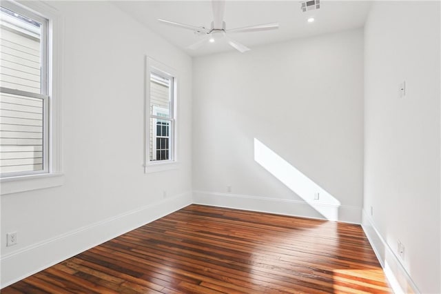 2623 Dauphine St, New Orleans, LA 70117 - empty room featuring hardwood / wood-style flooring, recessed lighting, a ceiling fan, and a skylight