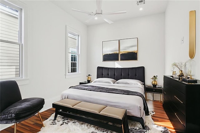 2623 Dauphine St, New Orleans, LA 70117 - bedroom featuring wood finished floors, recessed lighting, and ceiling fan