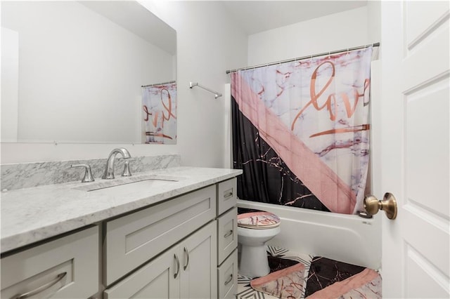 10735 Vienna St, New Orleans, LA 70126 - full bathroom with toilet, vanity, and shower / bath combination with curtain