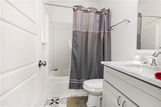 10735 Vienna St, New Orleans, LA 70126 - full bath featuring toilet, shower / tub combo, tile patterned floors, and vanity