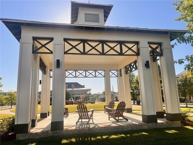 view of patio featuring a gazebo