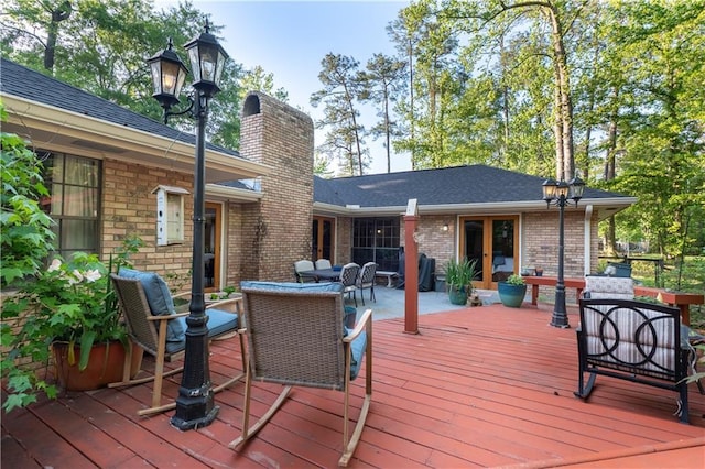 deck featuring french doors