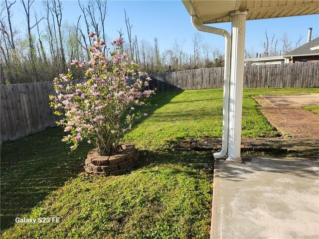 637 Foxwood Ln, La Place, LA 70068 - view of yard featuring a patio and a fenced backyard