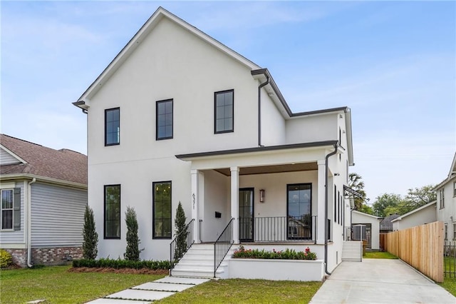 6371 Louis Xiv St, New Orleans, LA 70124 - modern farmhouse style home with stucco siding and covered porch
