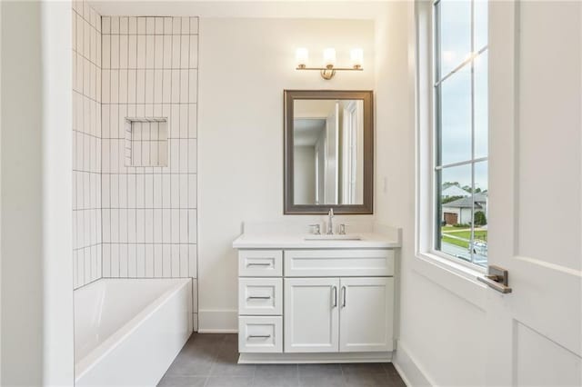 6371 Louis Xiv St, New Orleans, LA 70124 - full bath with vanity, tile patterned floors, and bathtub / shower combination
