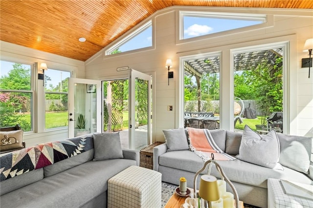 616 Marilyn Dr, Mandeville, LA 70448 - sunroom / solarium with wood ceiling, wood walls, and lofted ceiling