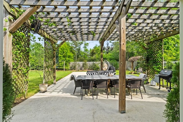 616 Marilyn Dr, Mandeville, LA 70448 - view of patio / terrace with outdoor dining space, a pergola, and a grill