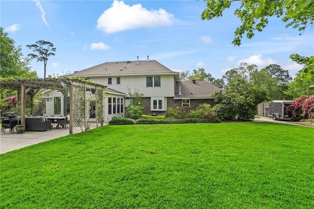 616 Marilyn Dr, Mandeville, LA 70448 - rear view of property with a patio, a yard, and a pergola