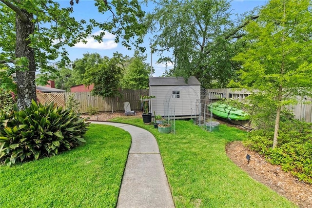 616 Marilyn Dr, Mandeville, LA 70448 - view of yard featuring an outbuilding, a fenced backyard, and a storage shed