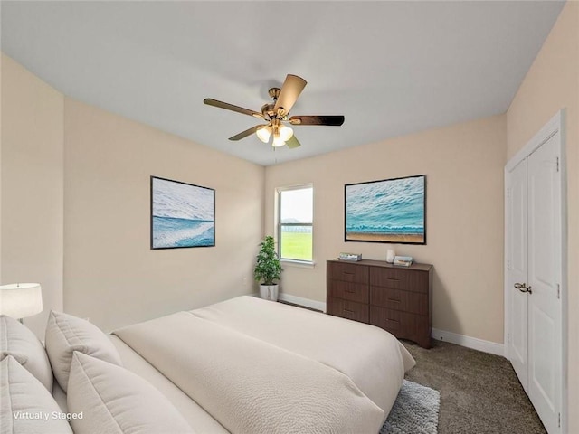 9508 E Terran Ln, Waggaman, LA 70094 - bedroom with carpet flooring, ceiling fan, and a closet
